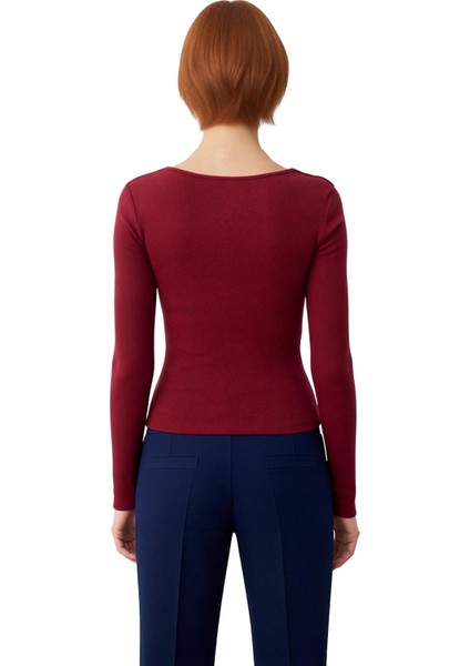 Kadınlar Için Esnek Örme Vücuda Oturan Crop Bluz Kalp Yaka Detaylı Kaliteli Şık Rahat Modern fiyatları