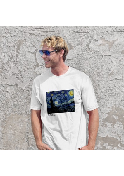 The Starry Night Tişört - Beyaz modelleri