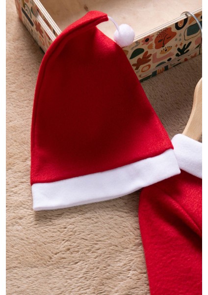 Kırmızı Kız Çocuk Yılbaşı Temalı Şapkalı Elbise 23326 fırsatları