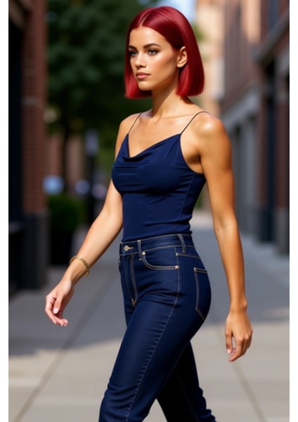 Kolsuz Bluz Fitted Degaje Yaka Polyester Örme Kumaş Seçkin Malzeme Mükemmel Uyum fırsatları