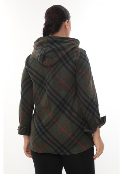 Büyük Beden Rahat Kalıp Kapüşonlu Oduncu Kadın Gömlek Hırka fırsatları