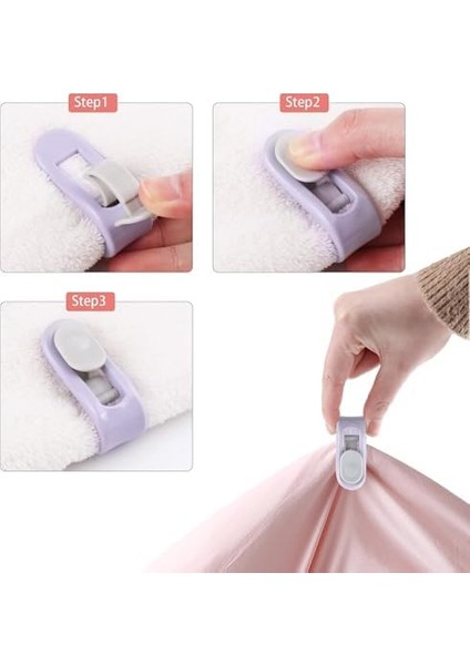 Yorgan Klipsi Seti | Iğnesiz Nevresim Sabitleyici Klips | Battaniye, Çarşaf, Yatak Örtüsü Kaydırmaz Klips | Çok Amaçlı U Şekilli Yorgan Tutturucu | Kaymaz, Kumaşa Zarar Vermez Mor modelleri