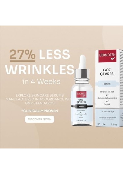 Dermoten Göz Çevresi Bakım Serumu Hyaluronik Asit ve Dunaliella Salina Özlü 30 ml fiyatları