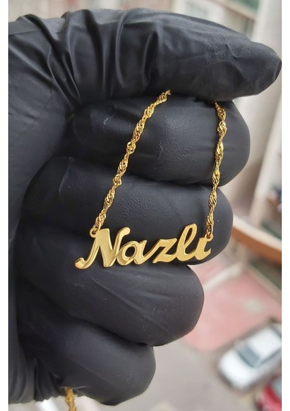 925 Ayar Gümüş 24 Ayar Altın Kaplama Isimli Kolye