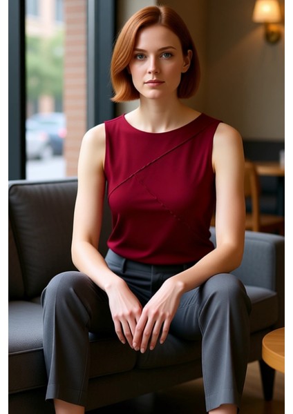 Kadın Fitted Örme Bluz Bisiklet Yaka Nervürlü Detay Ispanyol Kol Kaliteli Şık Rahat Modern