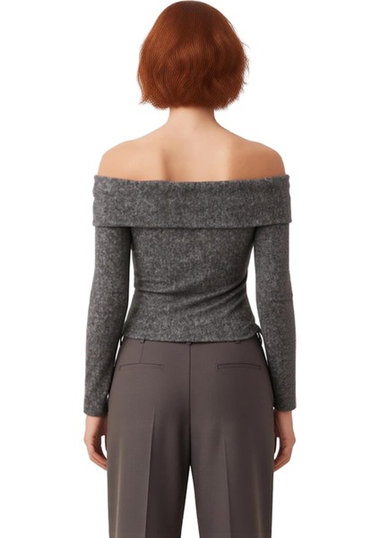 Kadın Düşük Omuzlu Carmen Yaka Uzun Kollu Vücuda Oturan Örme Üst Kaliteli Şık Rahat Modern modelleri