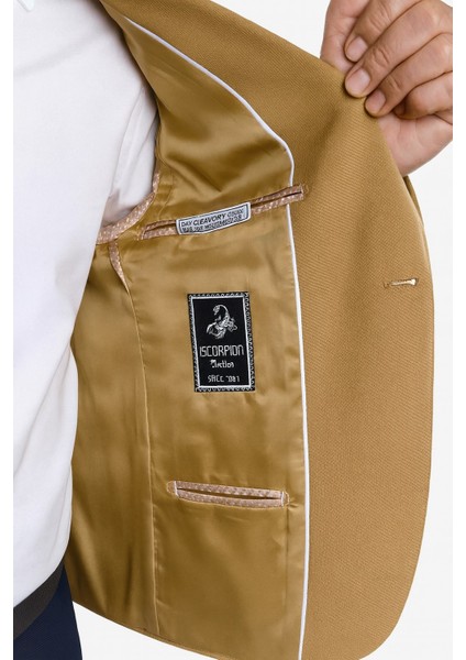 Camel Erkek Blazer Ceket – Esnek Comfort Kumaş, Italyan Kesim, Tek Düğmeli Slim Fit Şık Model fırsatları