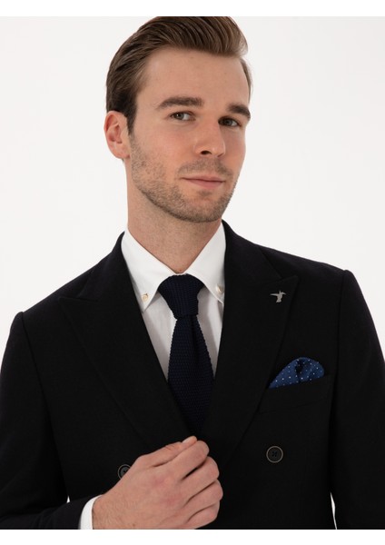 Erkek Siyah Slim Fit Yün Karışımlı Kruvaze Ceket 50310755-VR046 fiyatları