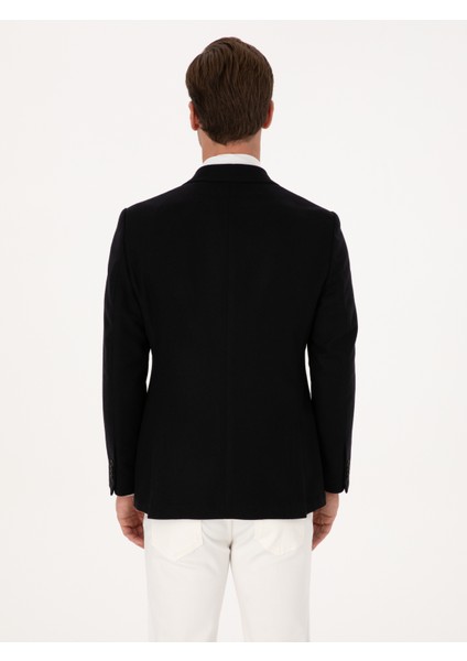 Erkek Siyah Slim Fit Yün Karışımlı Kruvaze Ceket 50310755-VR046 indirimleri