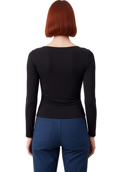 Kadın V Yaka Uzun Kollu Vücuda Oturan Esnek Örme Üst Kaliteli Şık Rahat Modern Zarif Günlük modelleri