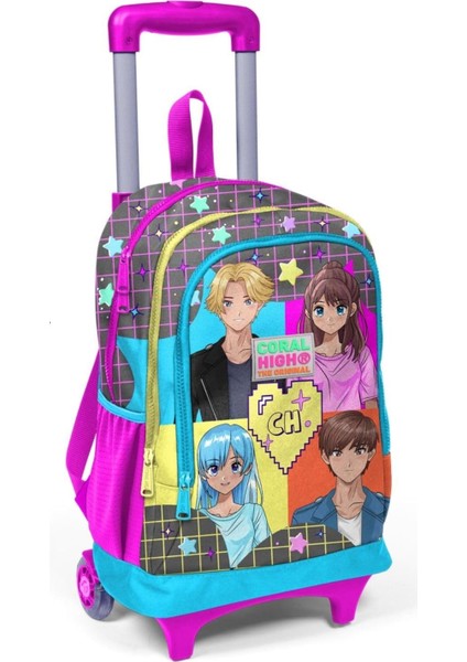 Işıklı Tekerlekli Çekçek Okul ve Seyahat Çantası Kız Çocuk Gri