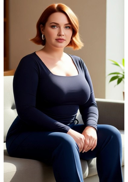 Kadınlar Için Kare Yaka Detaylı Yanları Büzgülü Uzun Kollu Örme Bluz Kaliteli Şık Rahat Modern