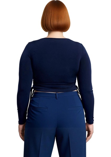 Kadınlar Için Kare Yaka Detaylı Yanları Büzgülü Uzun Kollu Örme Bluz Kaliteli Şık Rahat Modern modelleri