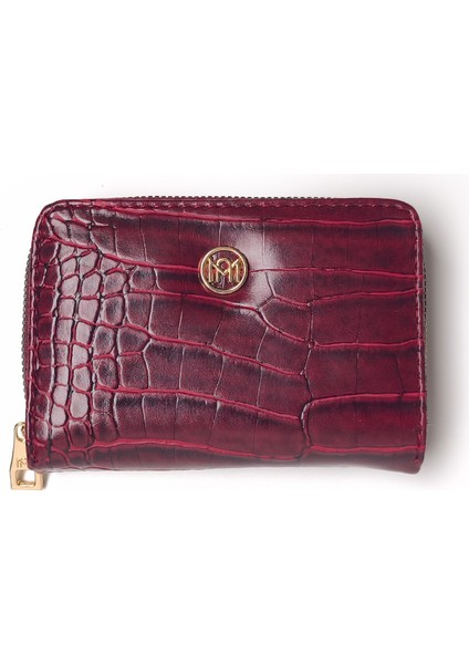 Croco Deri Str Bozuk Para Gözlü El Çantası Bordo