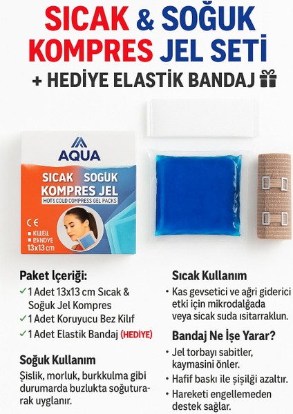 Sıcak Soğuk Kompres Jel 13X13 cm + Elastik Bandaj modelleri