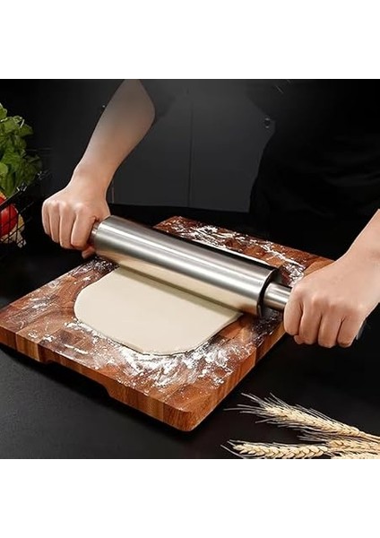 Paslanmaz Çelik Merdane - Hamur Açma Merdanesi | Ergonomik Tutma Saplı | Hijyenik & Kolay Temizlik | Hamur ve Kurabiye Için Ideal modelleri