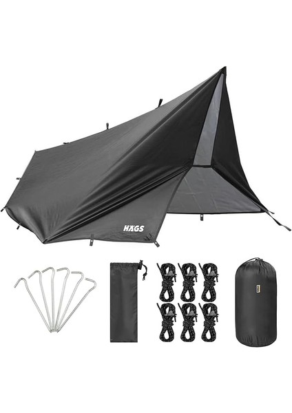 Su Geçirmez Tarp Tente Gölgelik Örtü, 4 Mevsim Taşınabilir Örtü Branda Outdoor Açık Hava Kamp Seyahat Tente Branda Barınak Yağmurluk, Güneşlik Karavan Yan Tente Çadır 300X300 cm Siyah