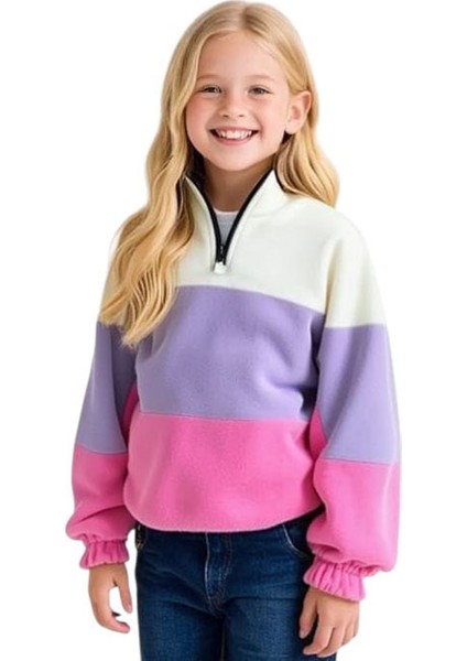 Kız Çocuk Fermuarlı Polar Sweatshirt