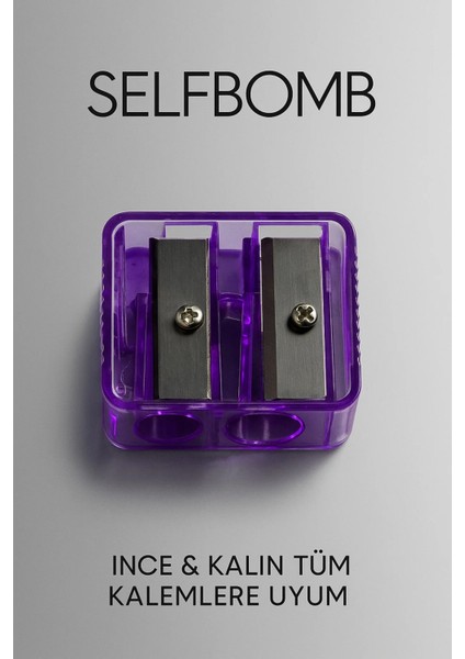 Çift Taraflı Makyaj Kalem Açacağı – Ince & Kalın Kaleme Uygun, Paslanmaz Çelik Bıçaklı