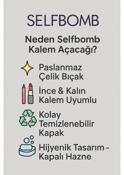 Çift Taraflı Makyaj Kalem Açacağı – Ince & Kalın Kaleme Uygun, Paslanmaz Çelik Bıçaklı modelleri