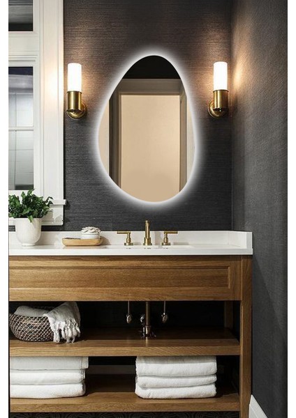 Premium Asimetrik LED Dekoratif Ayna - Banyo Aynası - Dresuar Aynası – Zarif Duvar Aynası fiyatları