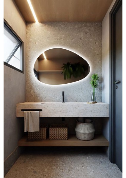 Premium Asimetrik LED Dekoratif Ayna - Banyo Aynası - Dresuar Aynası – Zarif Duvar Aynası modelleri