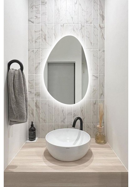 Premium Asimetrik LED Dekoratif Ayna - Banyo Aynası - Dresuar Aynası – Zarif Duvar Aynası