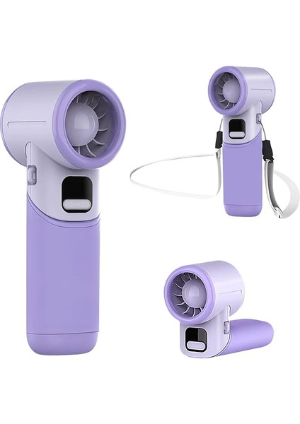 Elde Taşınabilir Turbo Fan [11H Standby] USB Şarj Edilebilir Kişisel Vantilatör, 5 Kademeli Katlanabilir Vantilatör, Taşınabilir Mini El Fanı, Pil Göstergesi, Masa/dış Mekan/hediye Mor
