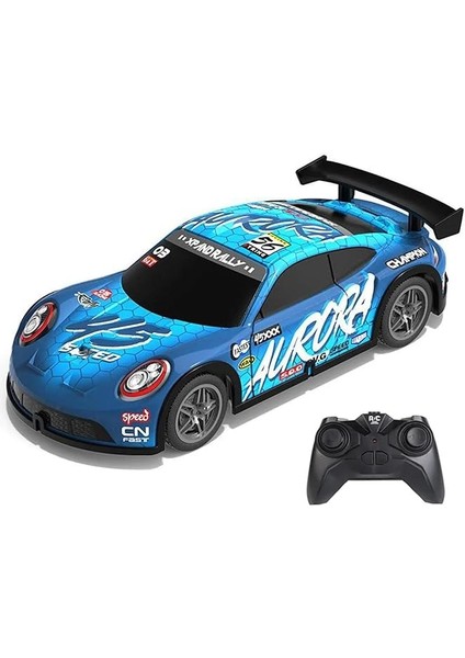 2.4 Ghz Rc Full Fonksiyon LED Işıklı Gövde 1:22 Şarjlı Uzaktan Kumandalı Drift Arabası (Mavi)