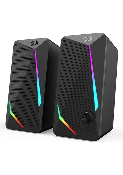 GS510 Waltz Rgb Masaüstü Hoparlörler, LED Arka Aydınlatmalı 2.0 Kanallı Pc Stereo Hoparlörler, Gelişmiş Bas ve Kolayca Erişilebilen Ses Kontrolü, USB ve 3,5 mm Kablo ile