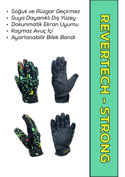 Revertech Strong Green Dream / Su ve Rüzgar Geçirmez Kışlık Motosiklet Eldiveni