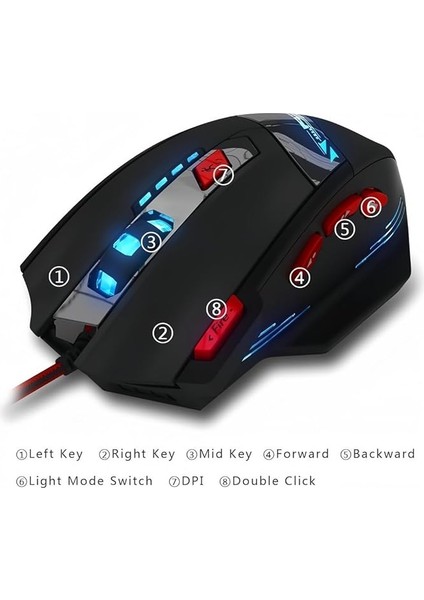 T90 Oyun Faresi 9200 Dpı, 8 Programlanabilir Düğme Çok Modlu LED Işıklar USB Oyun Faresi, Dizüstü Bilgisayar, Masaüstü, Pc Için Ağırlık Ayarı, Siyah fiyatları