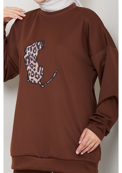 Kaplan Nakışlı Oysho Ikili Takım 1648 - Kahve fırsatları