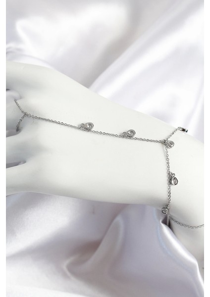 Bfs Pirinç Zirkon Taşlı Sallantılı Damla Model Gümüş Renk Kadın Şahmeran