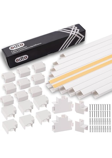 Kablo Kapağı Yarış Pisti Seti, 157 Inç Kablo Kanalı + 19 Adet Konnektör, Duvara Monte Tv Kiti Için Boyanabilir Kordon Gizleyici, Bebek ve Evcil Hayvan Korumalı Elektrik Şeridi Kablosu Kapağı