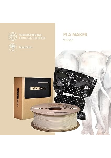 Pla Maker, 1.75MM 1kg 3D Yazıcı Pla Filament (Fil Dişi) fiyatları