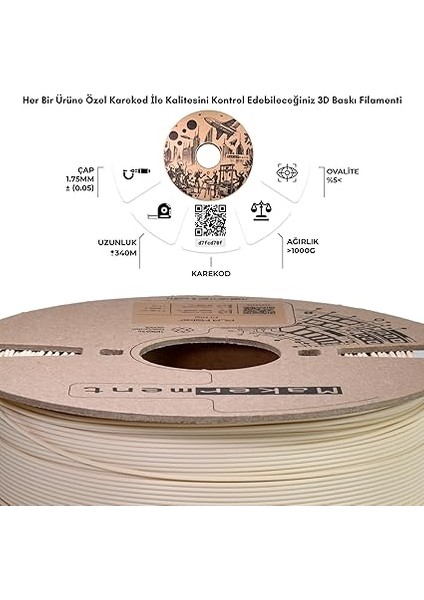 Pla Maker, 1.75MM 1kg 3D Yazıcı Pla Filament (Fil Dişi) modelleri