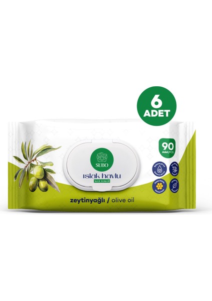 Islak Havlu 90 'li Zeytinyağlı 6X90