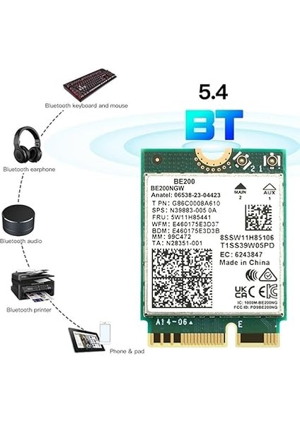 Wıfı 7 BE200 BE200NGW Wifi Kartı+ Yedek Parça Bt 5.4 802.11AX Tri-Band M.2 Ngff Kablosuz Ağ Adaptörü WIN10/11 Için fiyatları