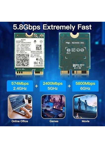Wıfı 7 BE200 BE200NGW Wifi Kartı+ Yedek Parça Bt 5.4 802.11AX Tri-Band M.2 Ngff Kablosuz Ağ Adaptörü WIN10/11 Için fırsatları