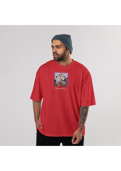 Friends Silüetli Oversize Tişört - Kırmızı fiyatları