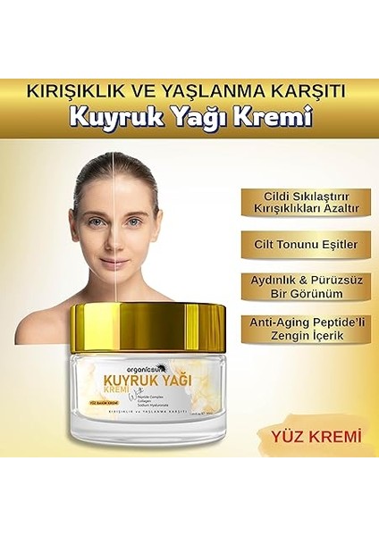 Kuyruk Yağı Kremi | Kırışıklık & Yaşlanma Karşıtı Anti Aging Yüz Bakım Kremi 50ML - Collagen Ilaveli, Nemlendirici Etki fiyatları