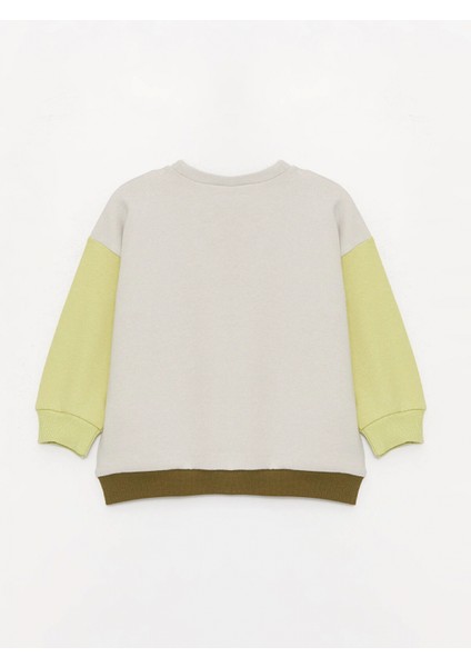 Lcw Baby Haki Bisiklet Yaka Uzun Baskılı Erkek Bebek Sweatshirt ve Pantolon 2'li Takım modelleri