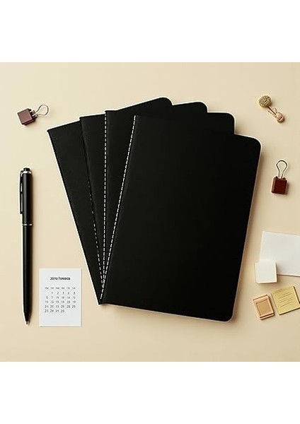Tanıtım 4 Adet Çizgisiz Terzi Dikişli Not Defteri, A5 Boyut, 40 Yaprak Planlama, Ofis Için Ideal (Siyah Kapak Tasarımı) modelleri