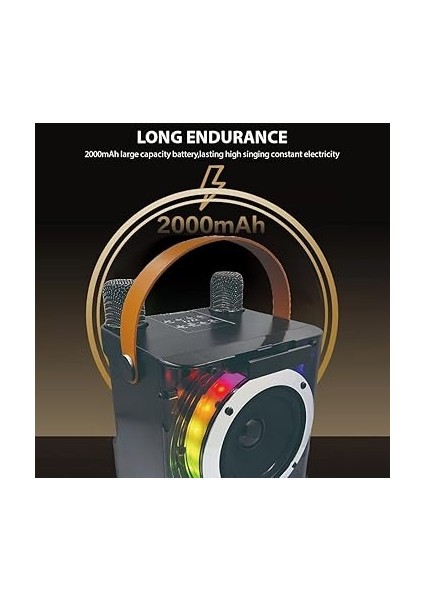 2 Kablosuz Mikrofonlu Karaoke Makinesi Bt Mikrofon ve Hoparlör Rgb Işık Efektli Ktv Seti El Mikrofonu Hafif Taşınabilir Karaoke Temi Doğum Günü Ev Partisi Dış Mekan Leri fiyatları