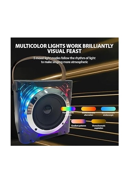 2 Kablosuz Mikrofonlu Karaoke Makinesi Bt Mikrofon ve Hoparlör Rgb Işık Efektli Ktv Seti El Mikrofonu Hafif Taşınabilir Karaoke Temi Doğum Günü Ev Partisi Dış Mekan Leri modelleri