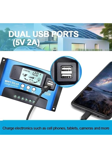 100 A Mppt Solar Şarj Regülatörü, 12 V/24 V, Çift USB Bağlantılı, LCD Ekran, Akıllı Regülatör, Kurşun Piller / Panel Için Otomatik Güneş Paneli fırsatları