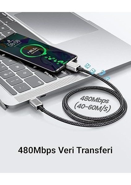 60W 3A Pd Type-C To Type-C Hızlı Şarj ve Data Kablosu 1.5 Metre Siyah indirimleri