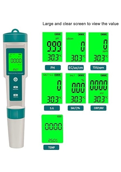 Çok Işlevli Dijital 7'si 1 Arada Su Kalitesi Test Cihazı Taşınabilir Yüksek Doğruluklu Su Kalitesi Test Kalemi Su Kalitesi Ölçüm Aracı Su Ph/tds/ec/tuzluluk/orp/sg/sıcaklık Arka Aydınlatmalı fırsatları