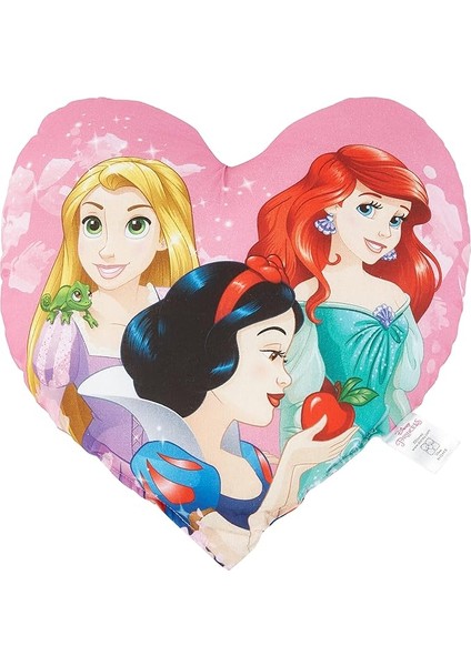 Disney Princess Heart Lisanslı Karakter BASKILI%100 Pamuk Kırlent, Pembe, Kalp 40X40 cm